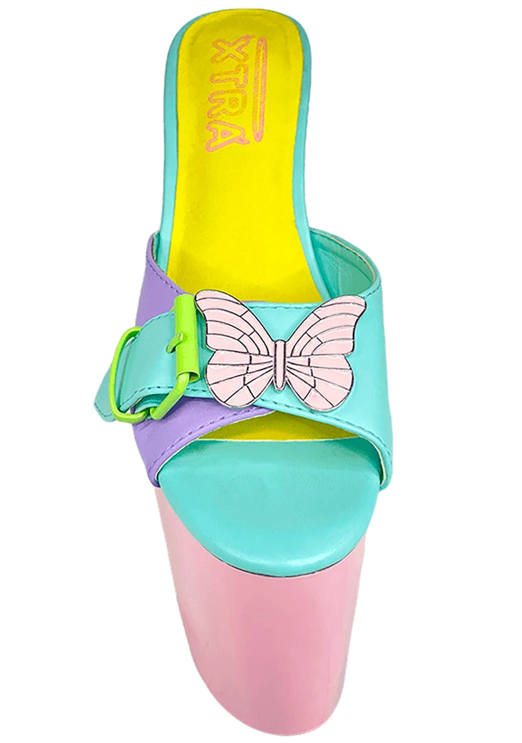 XTRA Sugar Butterfly Platform Heels In Pastel World Tour