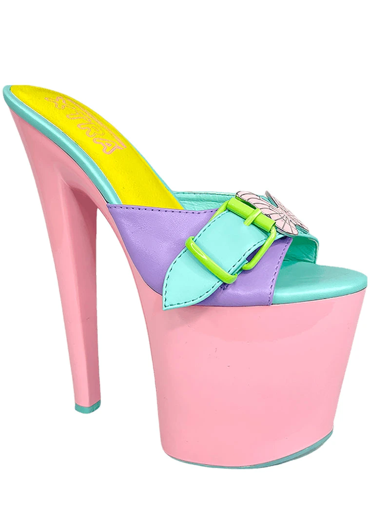 XTRA Sugar Butterfly Platform Heels In Pastel World Tour