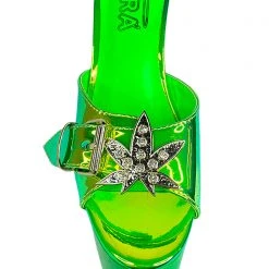XTRA X Hustler Sugar Weed Platform Heels In Green Atlantis World Tour