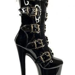 XTRA VIP Platform Heels In Black Gold
