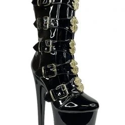 XTRA VIP Platform Heels In Black Gold