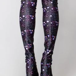 Y.R.U. X Care Bears Labyrinth Platform Thigh High Boots In Cosmic Black New