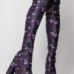 Y.R.U. X Care Bears Labyrinth Platform Thigh High Boots In Cosmic Black New