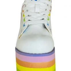 Y.R.U. Mad World X Care Bears Lala Platform Sneakers In White Pastel