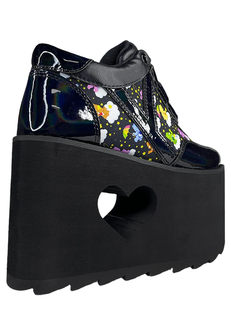 Y.R.U. Qozmo Lo Care Bears Platform Sneakers In Black Sky New