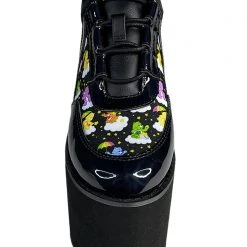 Y.R.U. Qozmo Lo Care Bears Platform Sneakers In Black Sky New