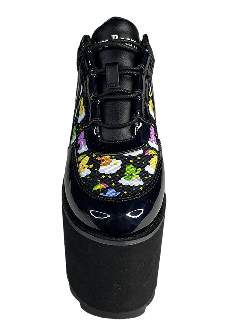 Y.R.U. Qozmo Lo Care Bears Platform Sneakers In Black Sky New