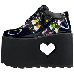 Y.R.U. Qozmo Lo Care Bears Platform Sneakers In Black Sky New
