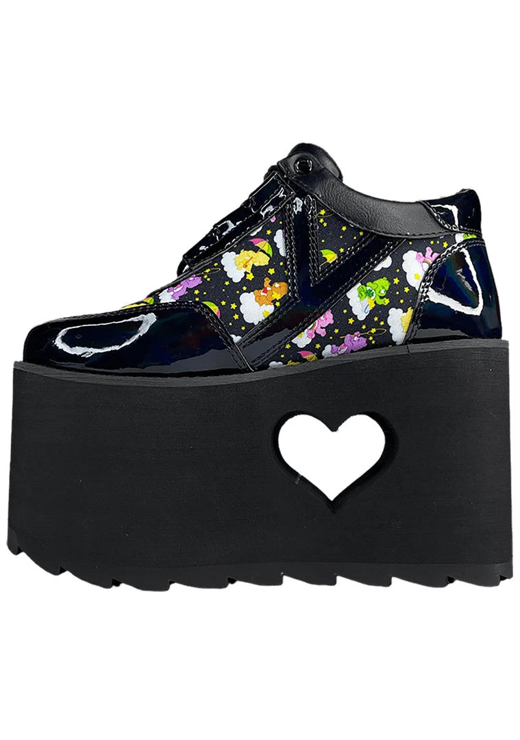 Y.R.U. Qozmo Lo Care Bears Platform Sneakers In Black Sky New