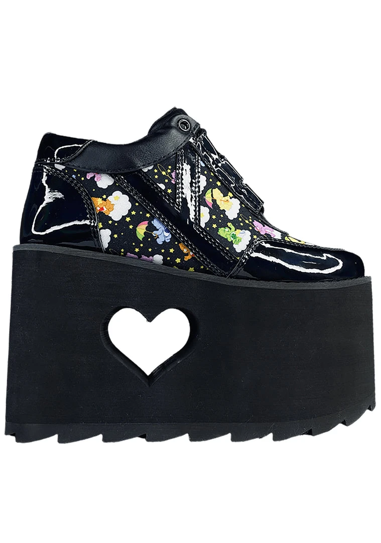 Y.R.U. Qozmo Lo Care Bears Platform Sneakers In Black Sky New