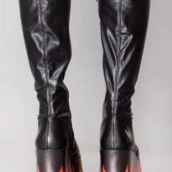 Y.R.U. Zen Flame Platform Boots In Black