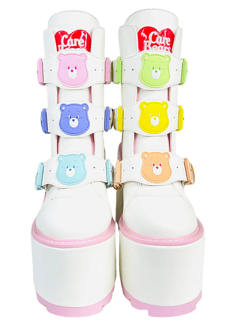 Y.R.U. New Dune Lo Care Bears Platform Boots In White
