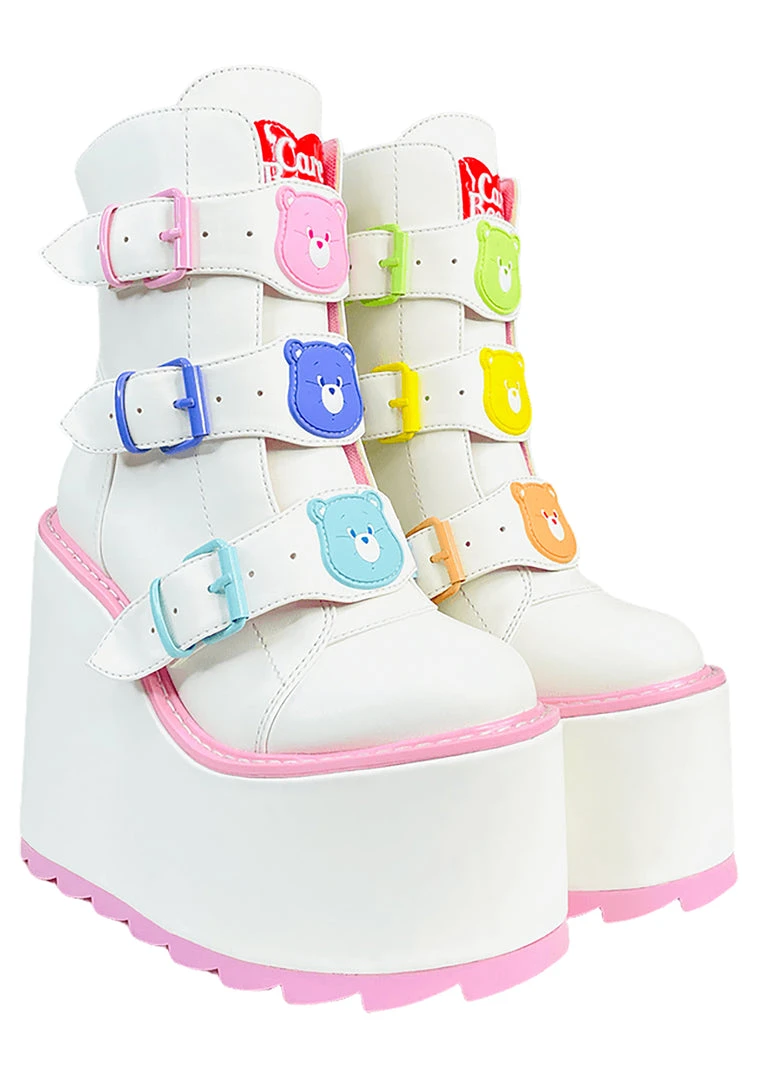 Y.R.U. New Dune Lo Care Bears Platform Boots In White