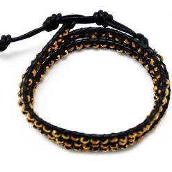 LA Style Rush Accessories Single Multi Beaded Wrap Bracelet In Bronze