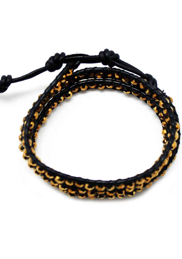 LA Style Rush Accessories Single Multi Beaded Wrap Bracelet In Bronze