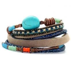 LA Style Rush Accessories Cheyenne Beaded Double Wrap Bracelet