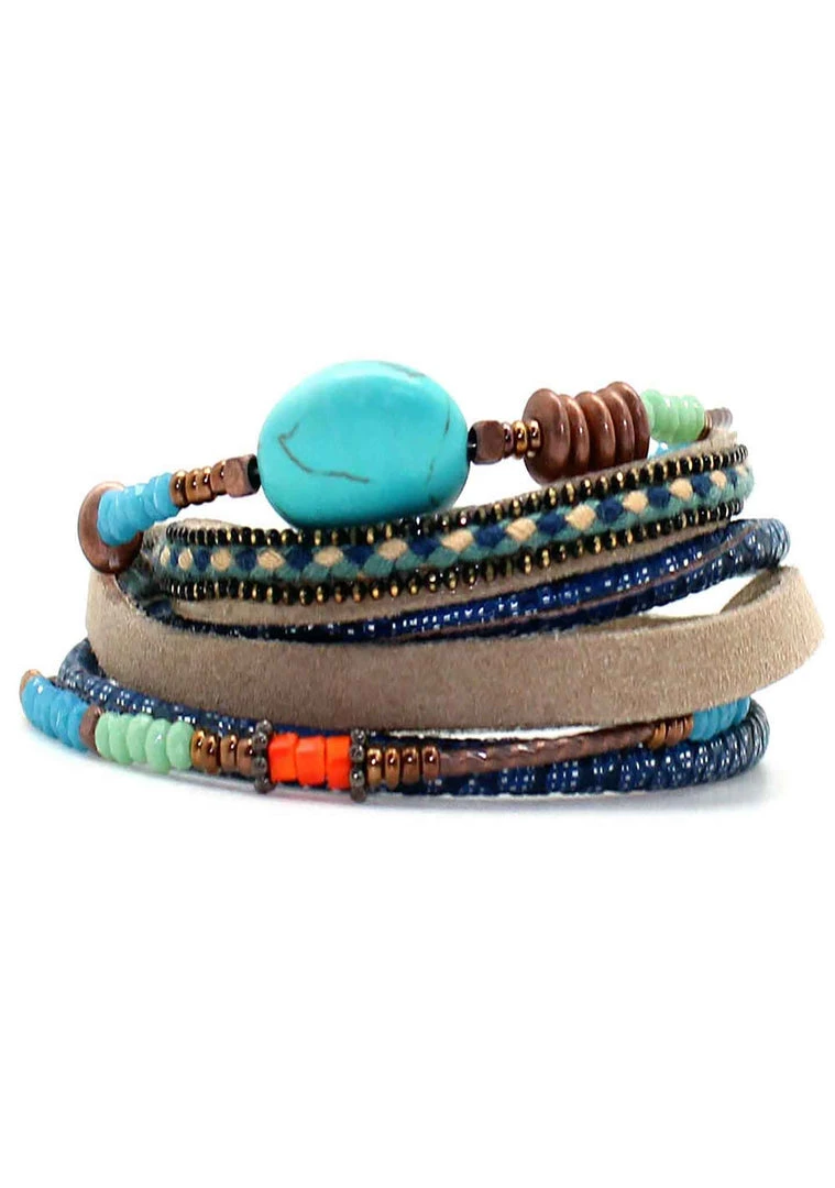 LA Style Rush Accessories Cheyenne Beaded Double Wrap Bracelet