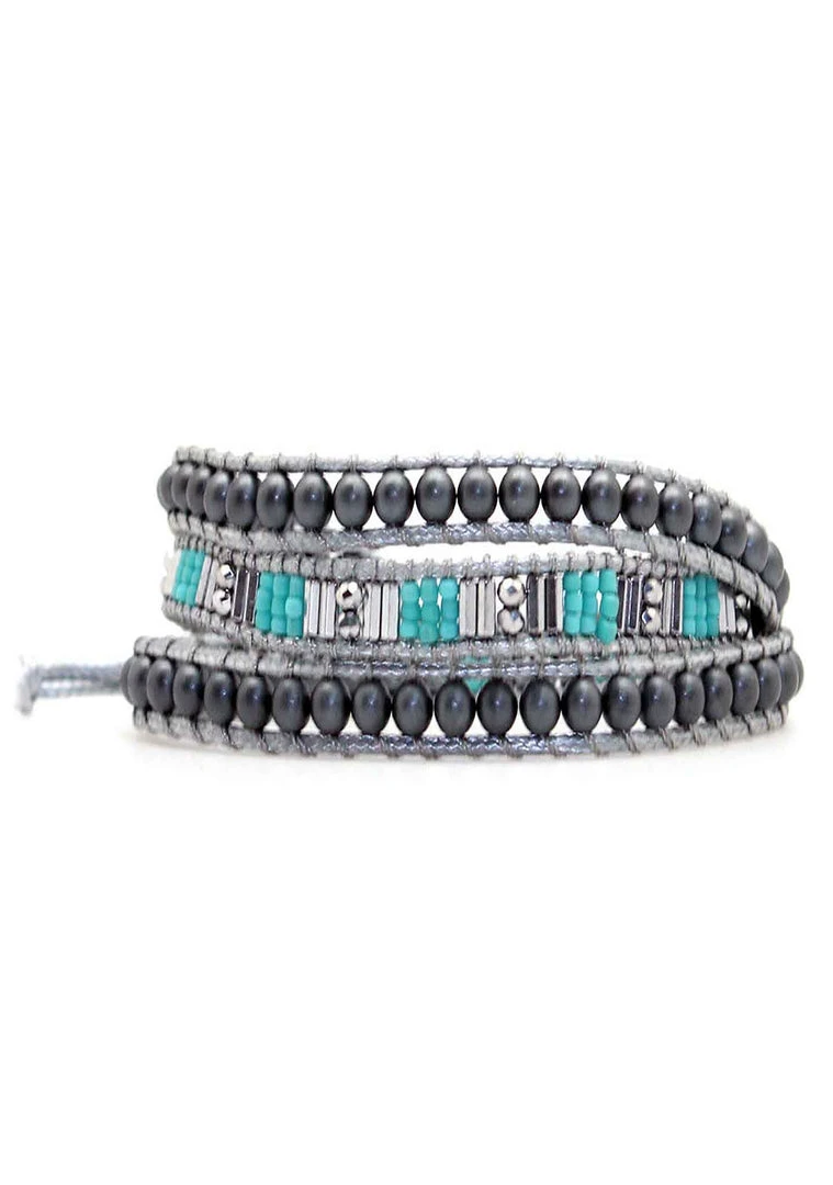 LA Style Rush Accessories X Katie Soleil Northern Lights Triple Wrap Beaded Bracelet