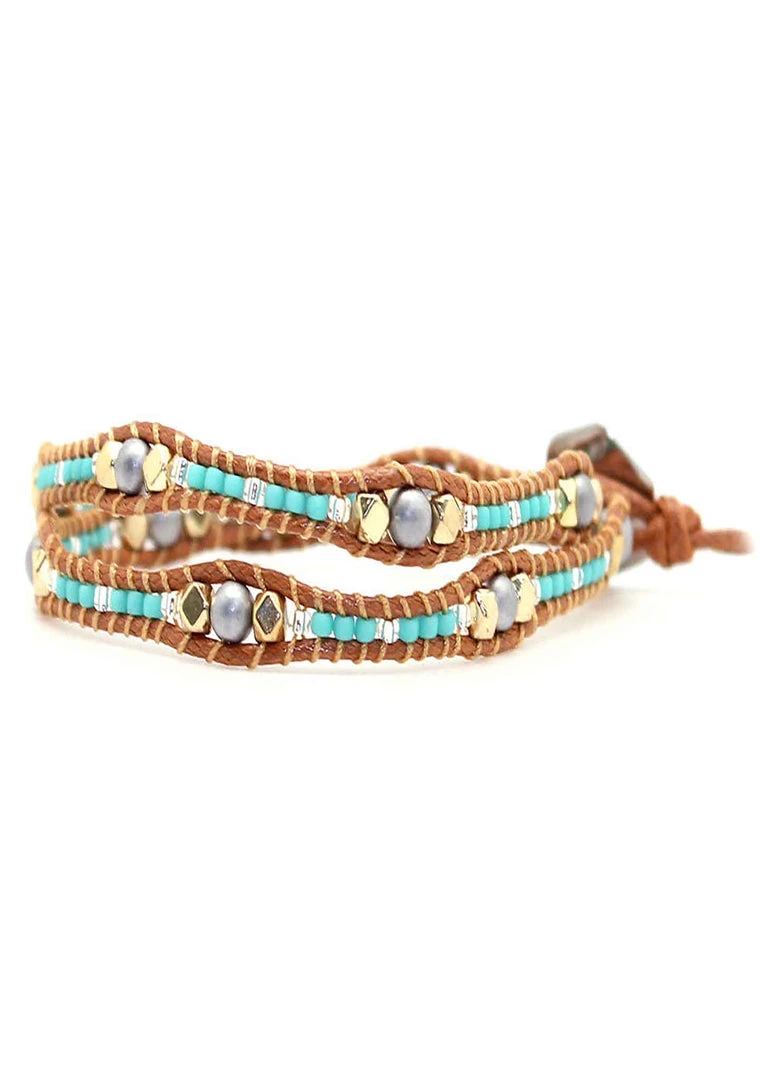 LA Style Rush X Katie Soleil Marigold Double Wrap Beaded Bracelet Accessories
