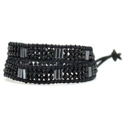 LA Style Rush X Katie Soleil Melody Double Wrap Beaded Bracelet In Black